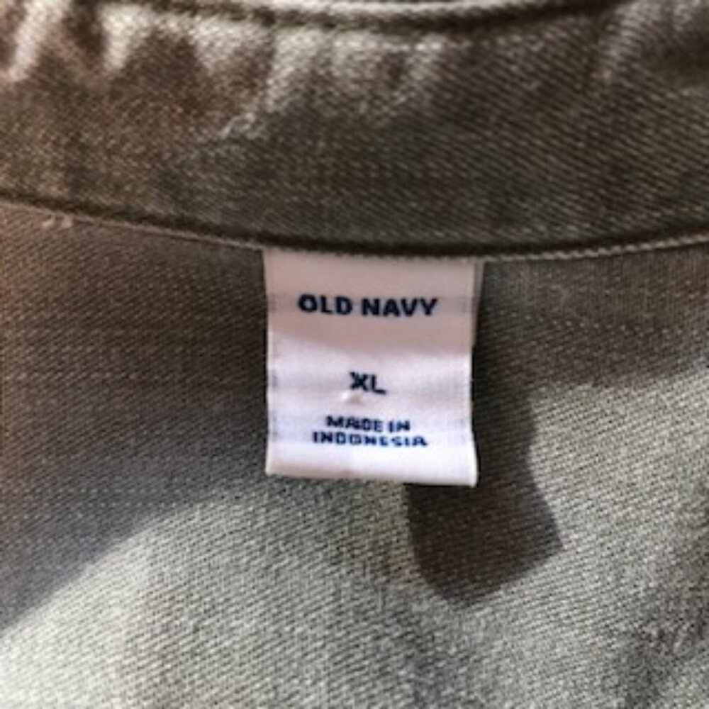 Vintage 90s Old Navy Relaxed Duster Shirt Dress Tunic Moss Sage Extra Large XL - Picture 6 of 9